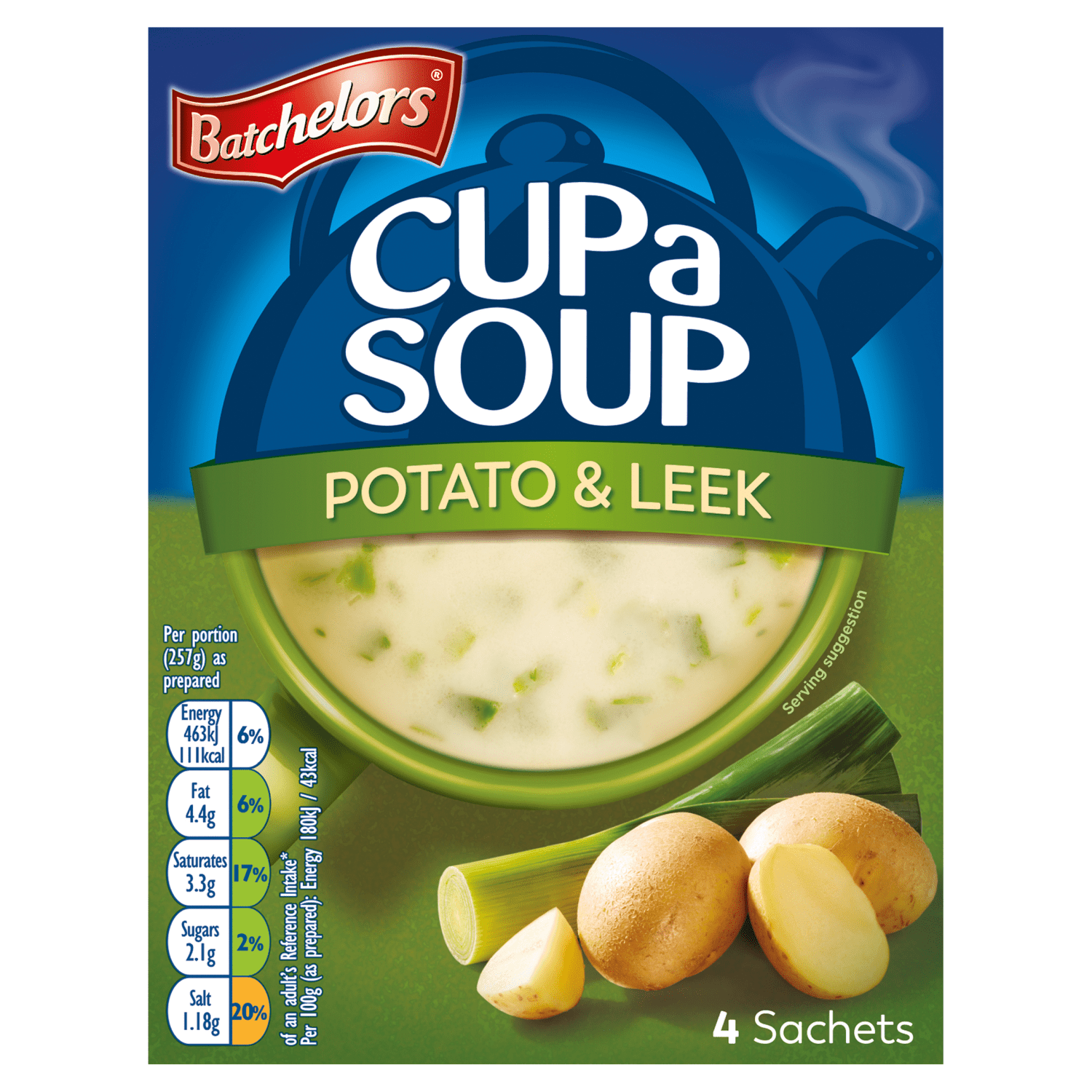 Batchelors Cup a Soup Potato & Leek 4 Sachets 107g - UK Food & Drink - 5000175413310