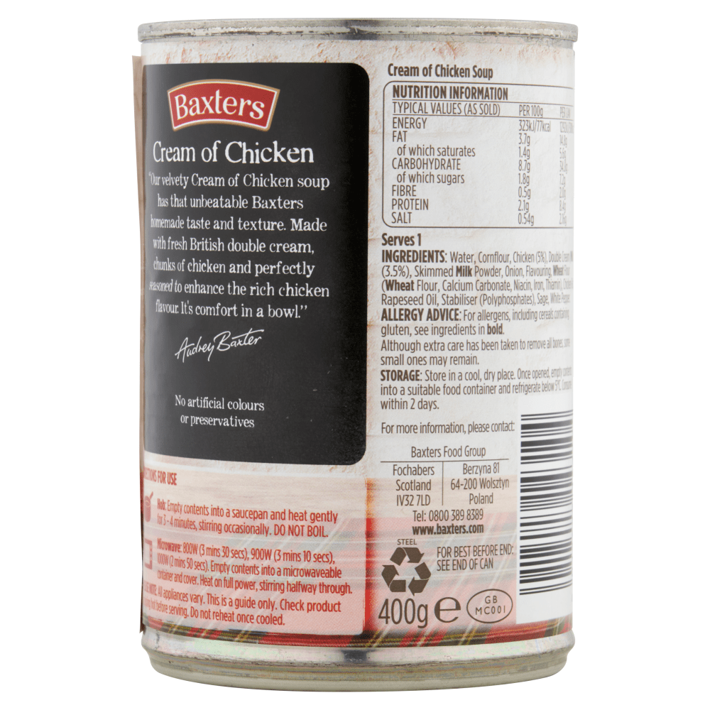 Baxters Favourites Cream of Chicken 400g - UK Food & Drink - 5012427143104