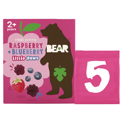 Bear Raspberry + Blueberry Little Paws 2+ Years 5 x 20g - UK Food & Drink - 5060139431521