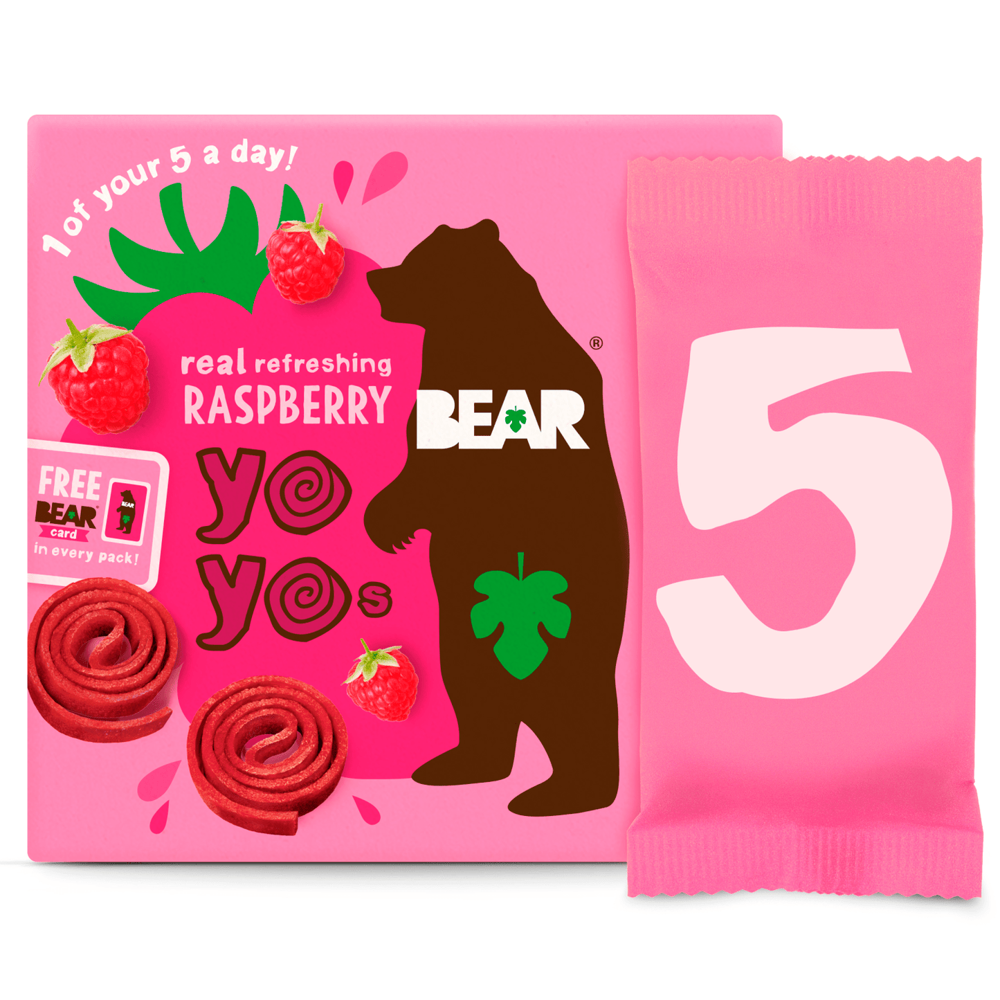 Bear Real Fruit Yoyos Refreshing Raspberry 5 x 20g - UK Food & Drink - 5060139430647