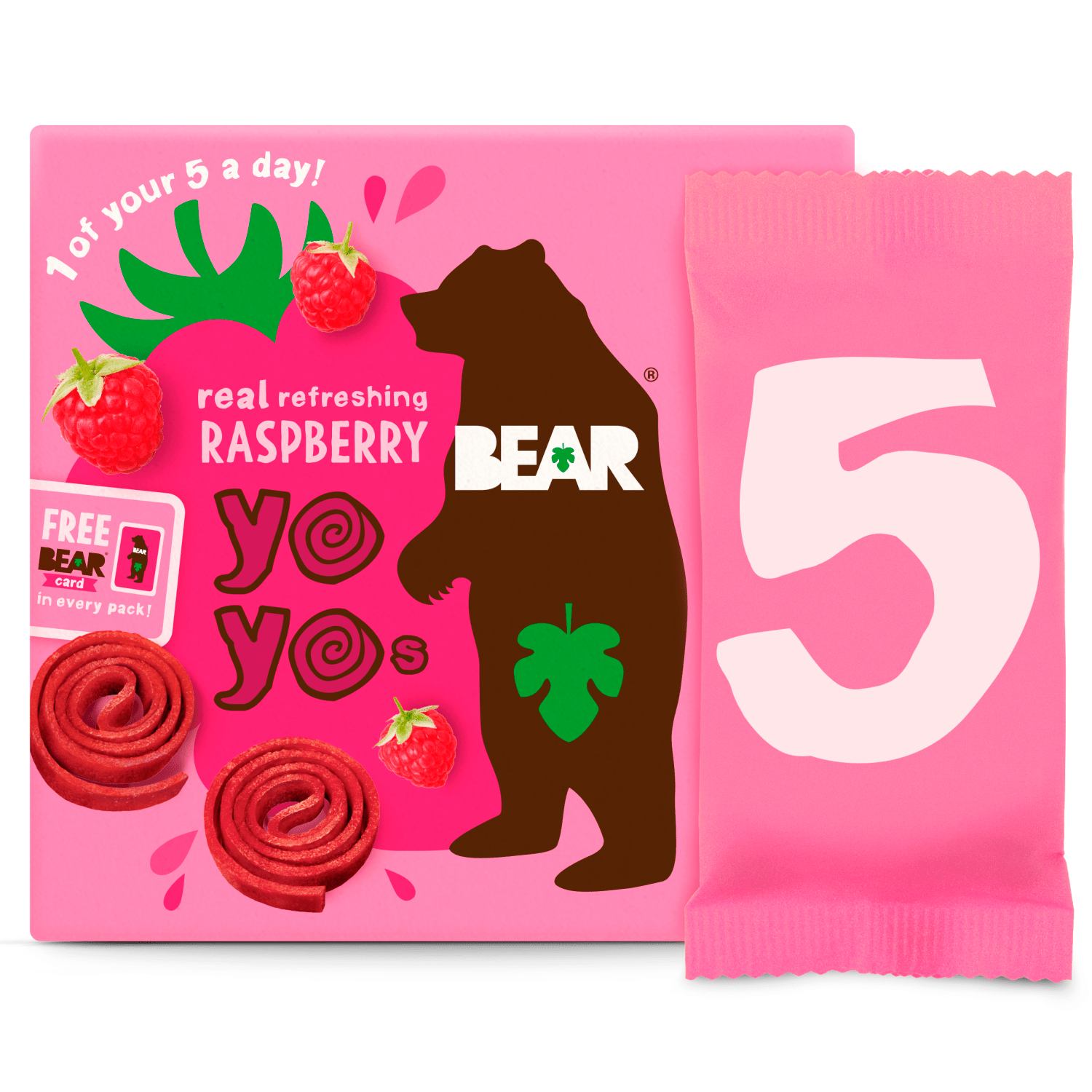 Bear Real Fruit Yoyos Refreshing Raspberry 5 x 20g - UK Food & Drink - 5060139430647