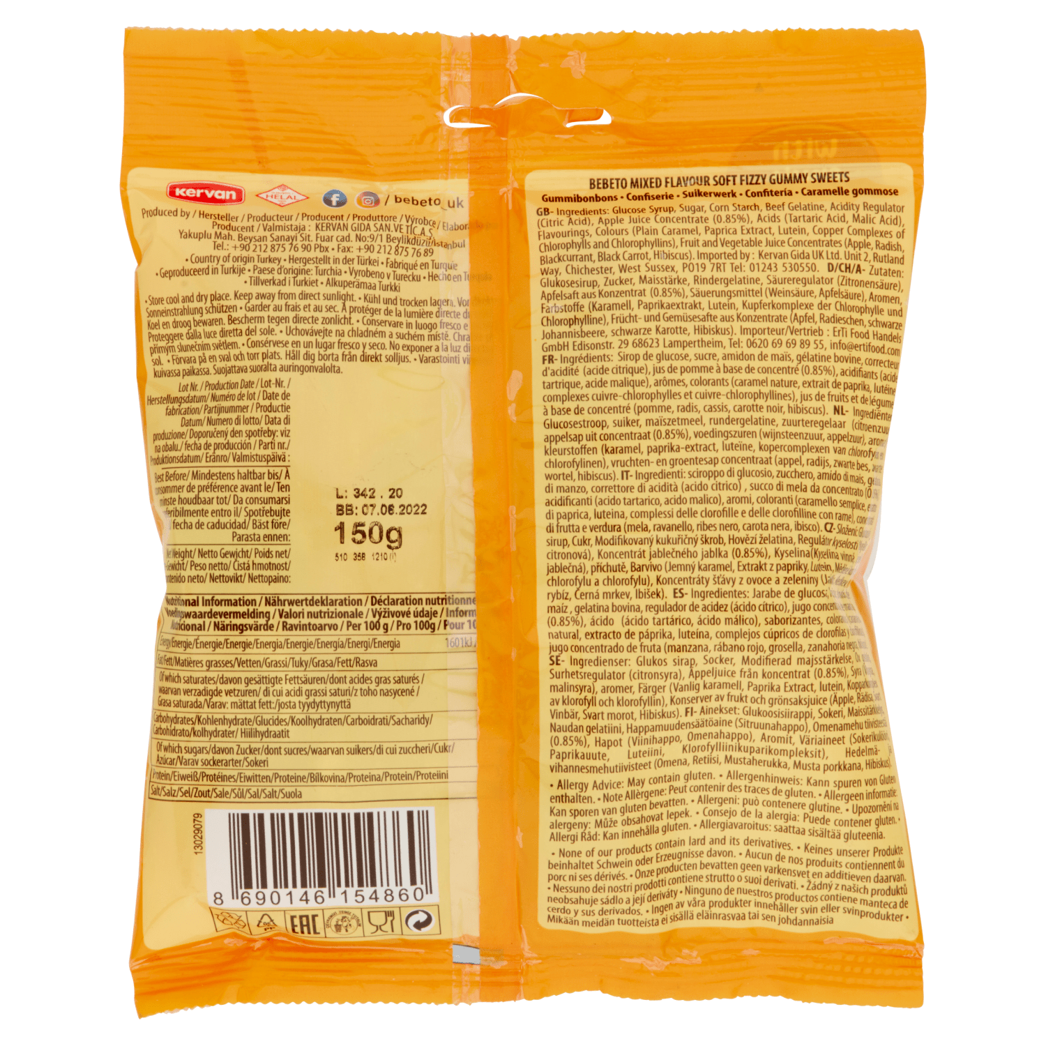 Bebeto Big Fizzy Mix 150g - UK Food & Drink - 8690146154860