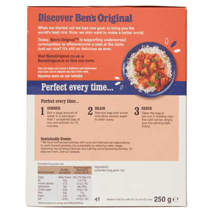Ben's Original Boil - In - Bag Long Grain Rice 250g - UK Food & Drink - 5410673003706