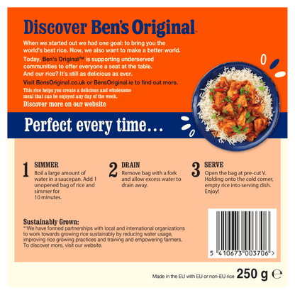Ben's Original Boil - In - Bag Long Grain Rice 250g - UK Food & Drink - 5410673003706