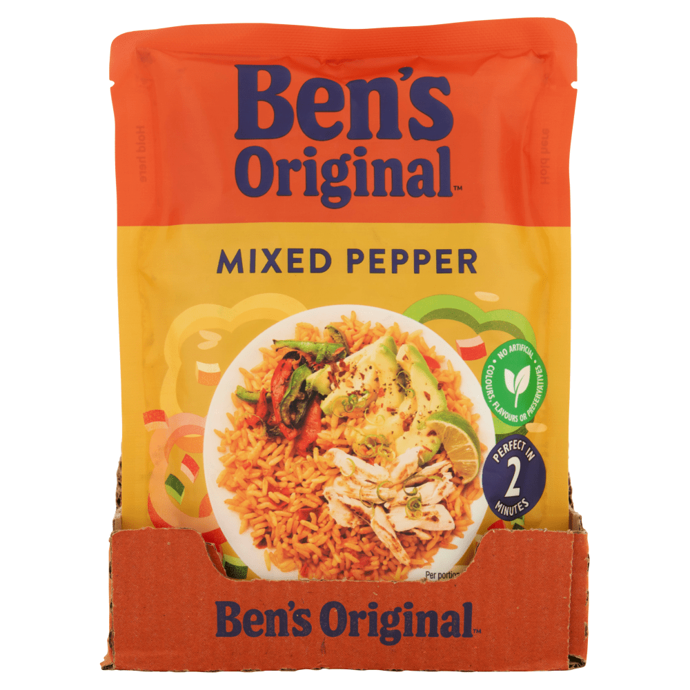 Ben's Original Mixed Pepper Microwave Rice 220g - UK Food & Drink - 5010034014176