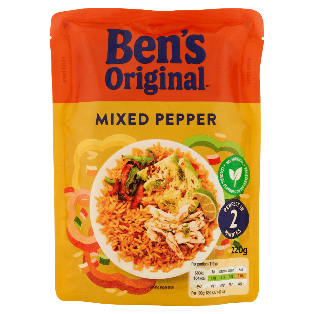 Ben's Original Mixed Pepper Microwave Rice 220g - UK Food & Drink - 5010034014176
