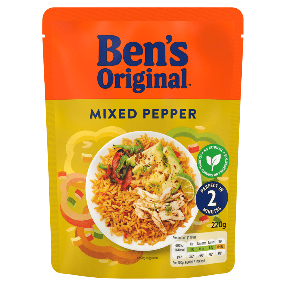 Ben's Original Mixed Pepper Microwave Rice 220g - UK Food & Drink - 5010034014176