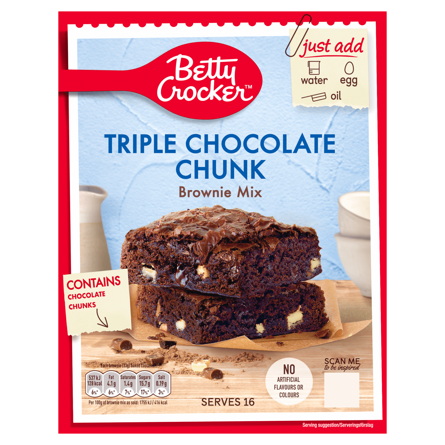 Betty Crocker Triple Chocolate Chunk Brownie Mix 415g - UK Food & Drink - 5010084904113