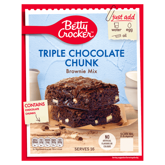 Betty Crocker Triple Chocolate Chunk Brownie Mix 415g - UK Food & Drink - 5010084904113