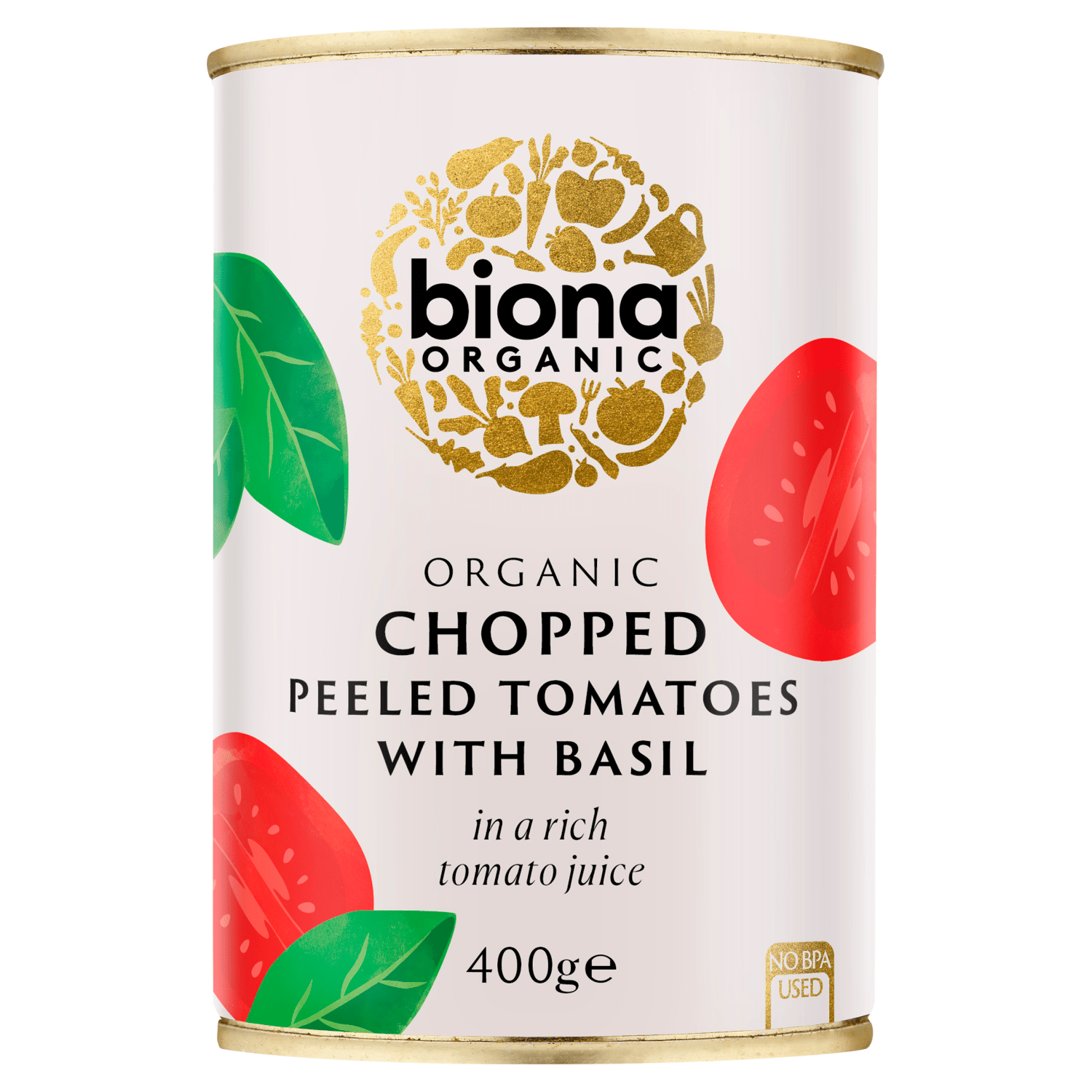 Biona Organic Chopped Peeled Tomatoes with Basil 400g - UK Food & Drink - 5032722302952