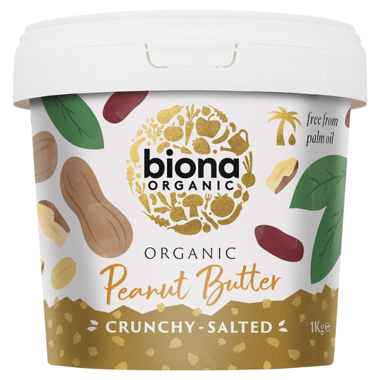 Biona Organic Peanut Butter Crunchy Salted 1kg - UK Food & Drink - 5032722313965