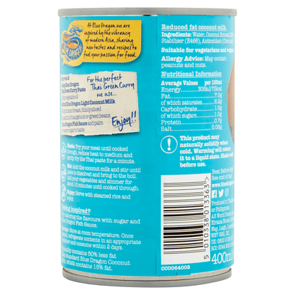Blue Dragon Light Coconut Milk 400ml - UK Food & Drink - 5010338013363