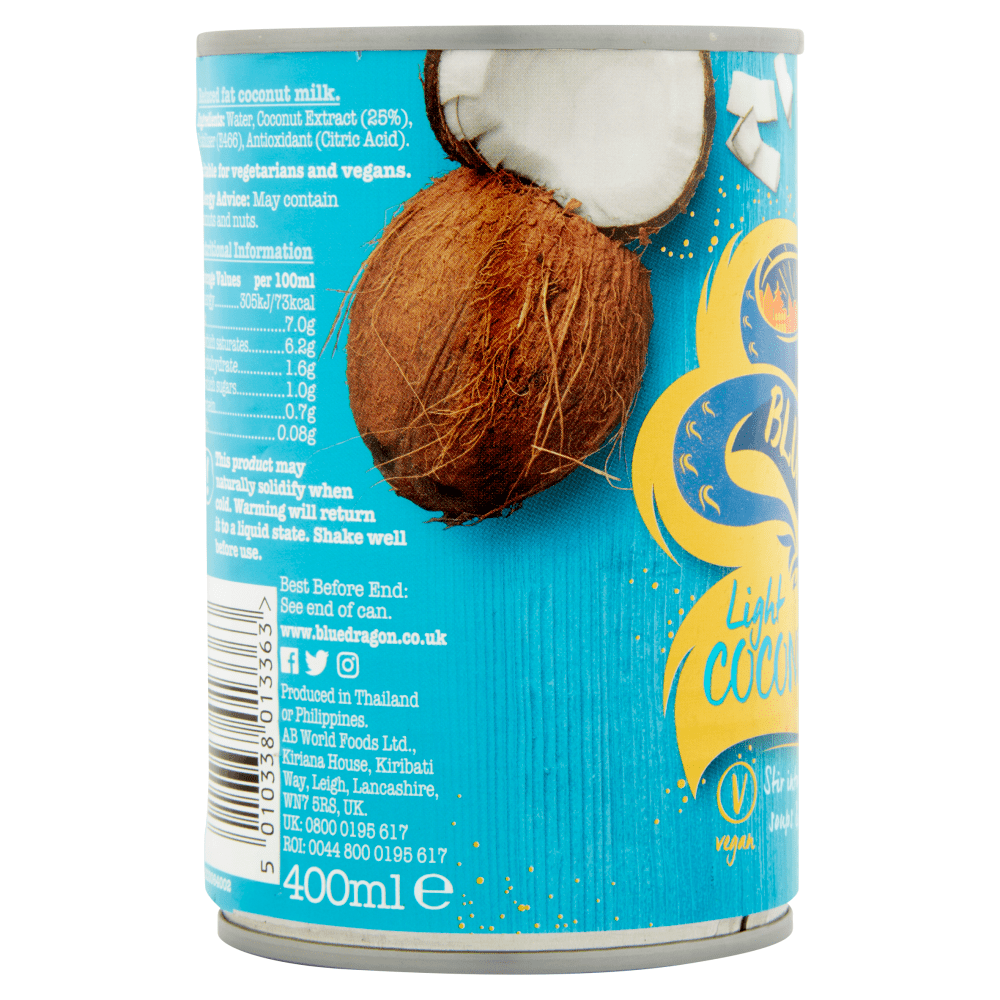 Blue Dragon Light Coconut Milk 400ml - UK Food & Drink - 5010338013363