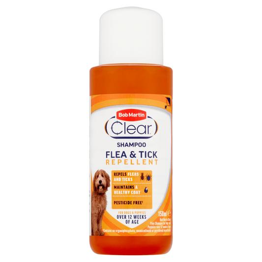 Bob Martin Clear Shampoo Flea & Tick Repellent for Dogs & Puppies 150ml - UK Food & Drink - 5011914901128