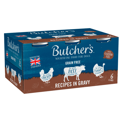 Butcher's Recipes in Gravy Wet Dog Food Tins 6 x 400g - UK Food & Drink - 5011792002832