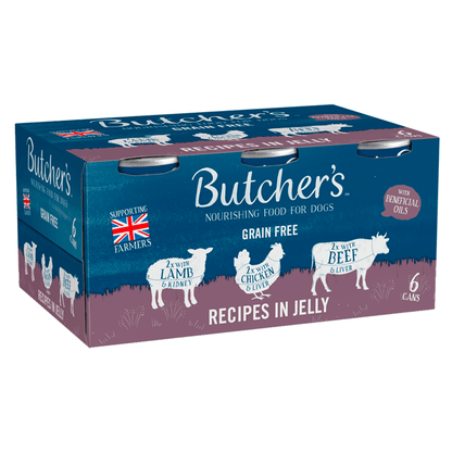 Butcher's Recipes in Jelly Wet Dog Food Tins 6 x 400g - UK Food & Drink - 5011792002818