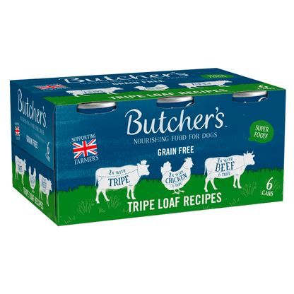 Butcher's Tripe Loaf Recipes Wet Dog Food Tins 6 x 400g - UK Food & Drink - 5011792002795
