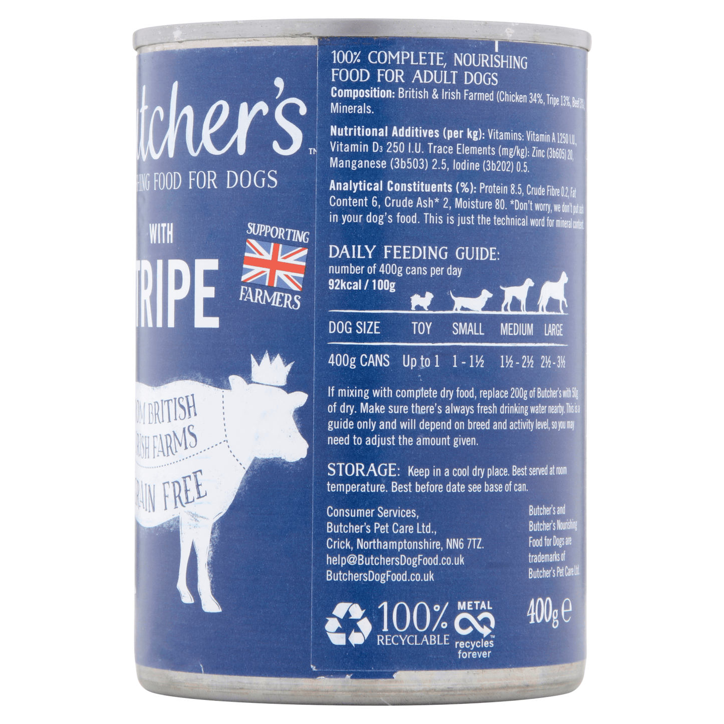 Butcher's Tripe Wet Dog Food Tin 400g - UK Food & Drink - 5011792002726