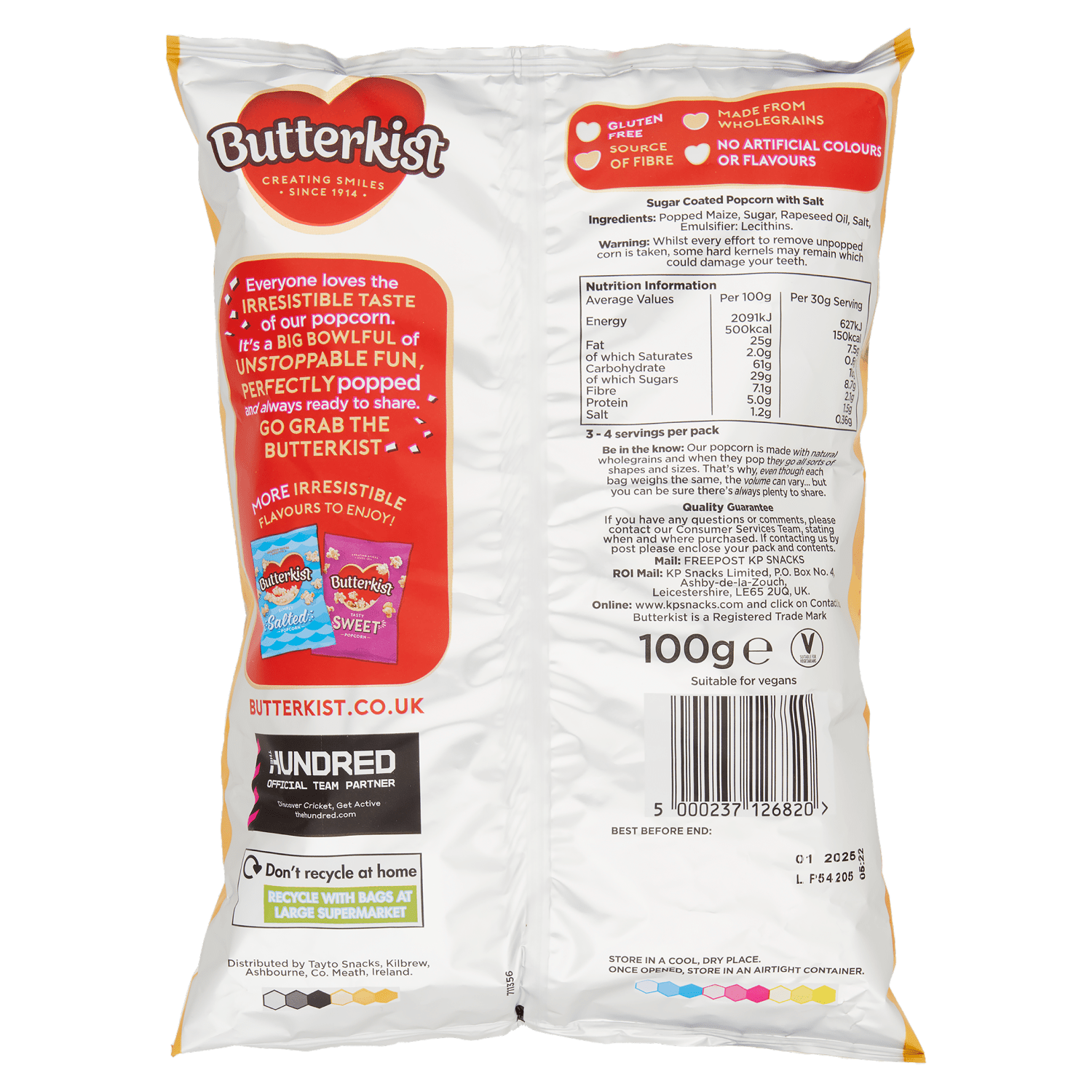 Butterkist Sweet & Salty Popcorn 100g - UK Food & Drink - 5000237126820