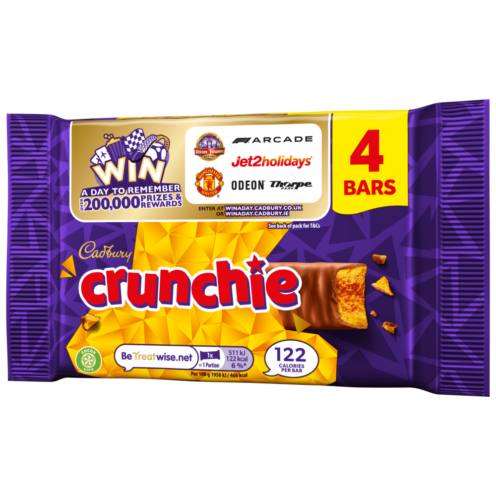 Cadbury Crunchie Chocolate Bar 104.4 Gr - UK Food & Drink - 7622210989505