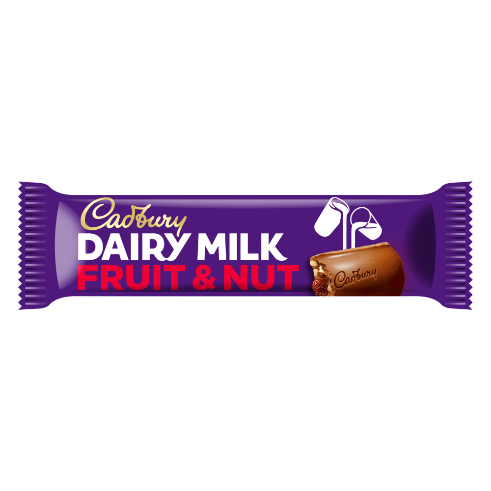 Cadbury Dairy Milk Fruit And Nut Chocolate Bar 49 Gr - UK Food & Drink - 7622300743659