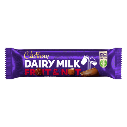 Cadbury Dairy Milk Fruit And Nut Chocolate Bar 49 Gr - UK Food & Drink - 7622300743659