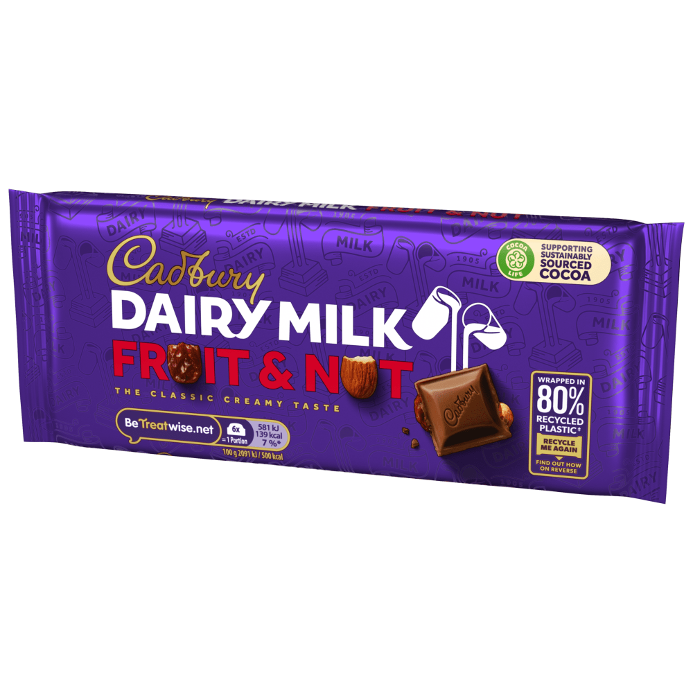 Cadbury Dairy Milk Fruit & Nut Chocolate 110 Gr - UK Food & Drink - 7622210644800