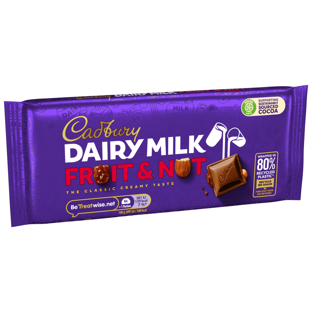 Cadbury Dairy Milk Fruit & Nut Chocolate 110 Gr - UK Food & Drink - 7622210644800