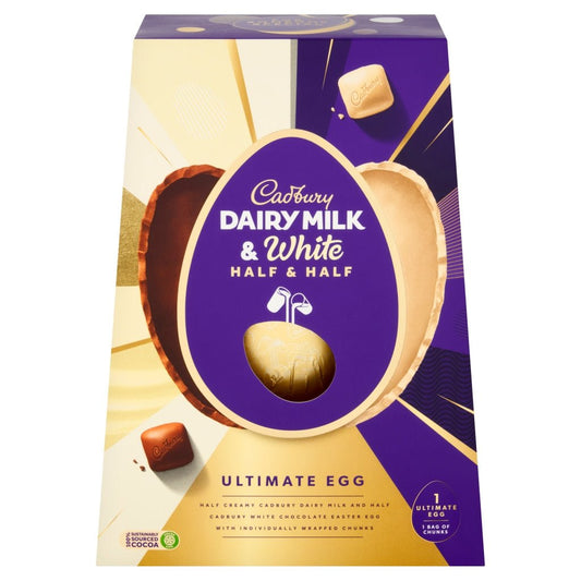 Cadbury Dairy Milk & White Half & Half Ultimate Egg 372G - UK Food & Drink - 7622202010422