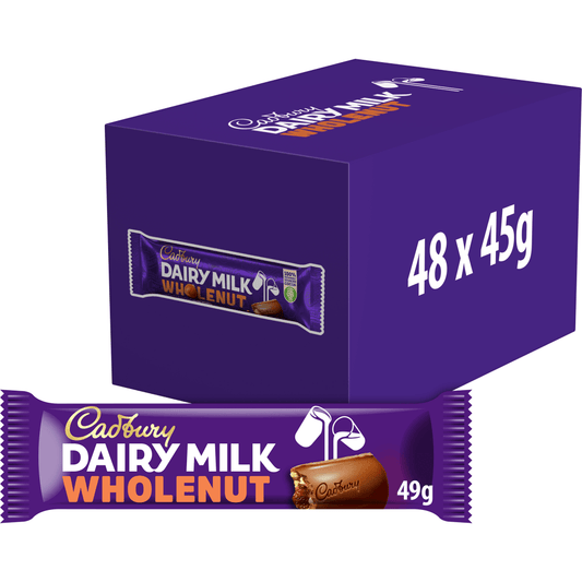 Cadbury Dairy Milk Whole Nut Chocolate Bar 45g - UK Food & Drink - 7622210984579