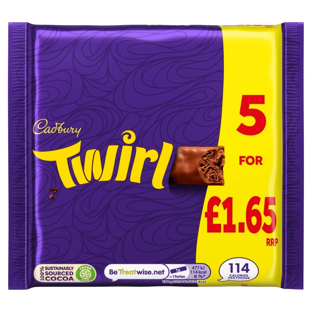 Cadbury Twirl 5 x 21.5g (107.g) - UK Food & Drink - 7622202235405