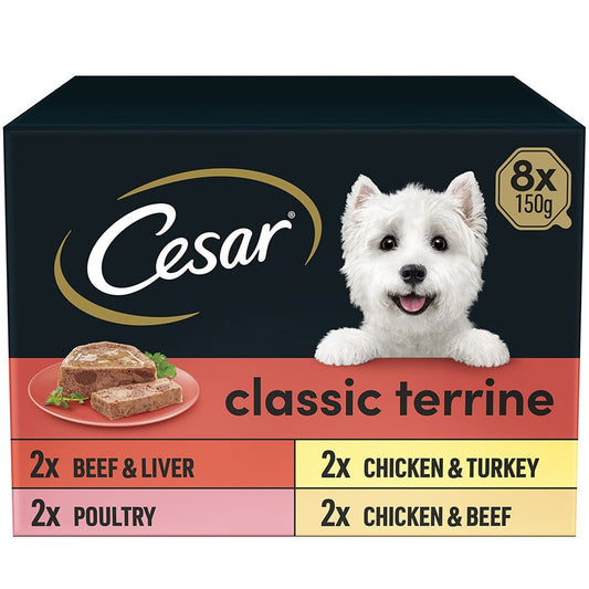 CESAR¬Æ Classics Terrine Dog Food Trays Mixed in Loaf 8 x 150g - UK Food & Drink - 3065890148017