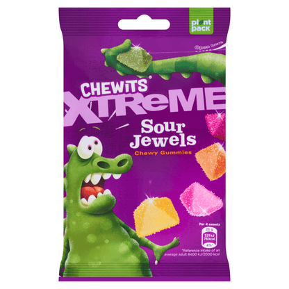 Chewits Xtreme Sour Jewels Chewy Gummies 125g - UK Food & Drink - 5060212107022