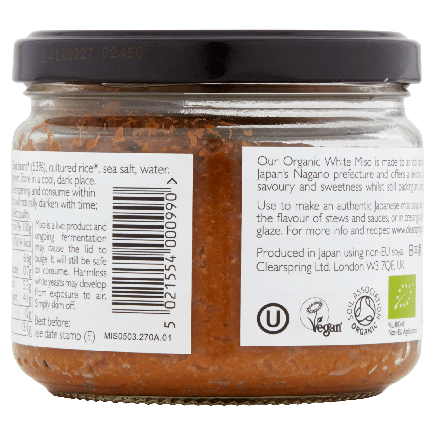 Clearspring Organic Japanese White Miso 270g - UK Food & Drink - 5021554000990