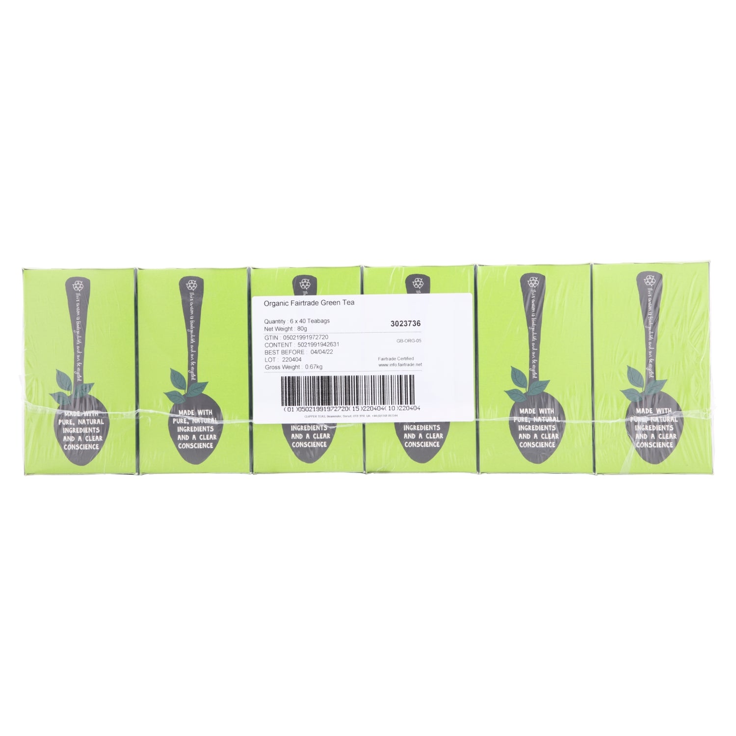 Clipper Fairtrade 40 Organic Green Tea in Unbleached, Plastic - Free Bags 80g - UK Food & Drink - 5021991942631