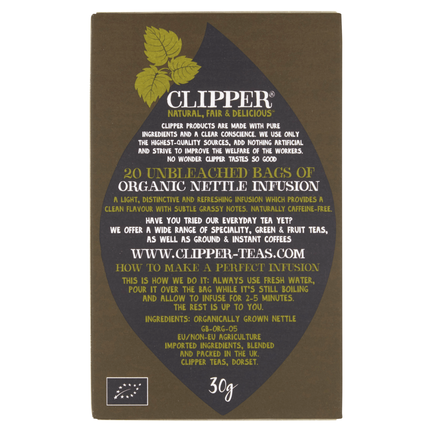 Clipper Organic Nettle Infusion 20 Unbleached Bags 30g - UK Food & Drink - 5021991200106