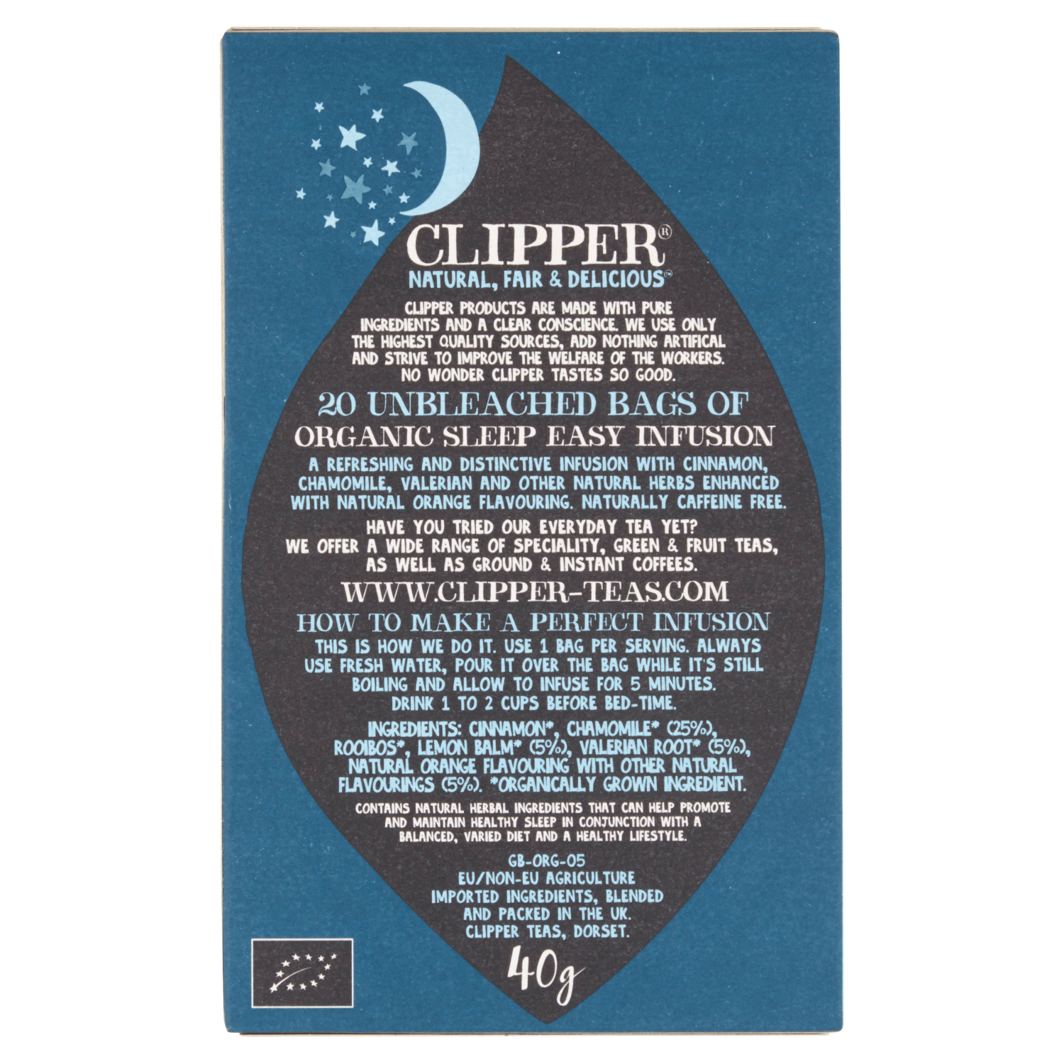 Clipper Organic Sleep Easy Infusion 20 Unbleached Bags 40g - UK Food & Drink - 5021991888175