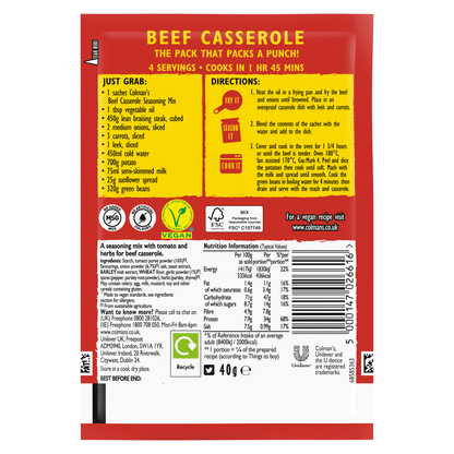 Colman's Beef Casserole Recipe Mix 40g - UK Food & Drink - 5000147026616