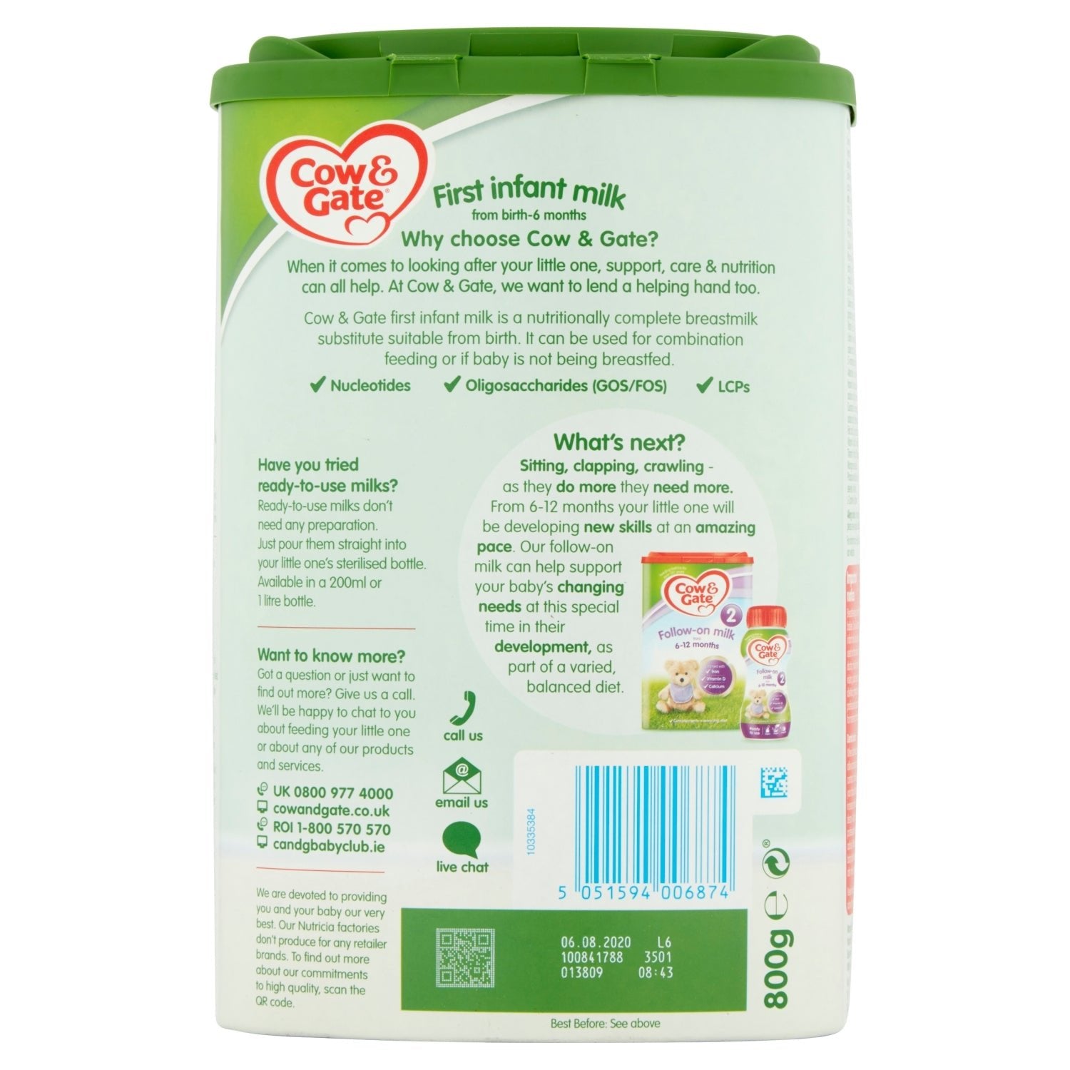 Cow & Gate 1 First Baby Milk Formula From Birth 800g - UK Food & Drink - 5051594006874