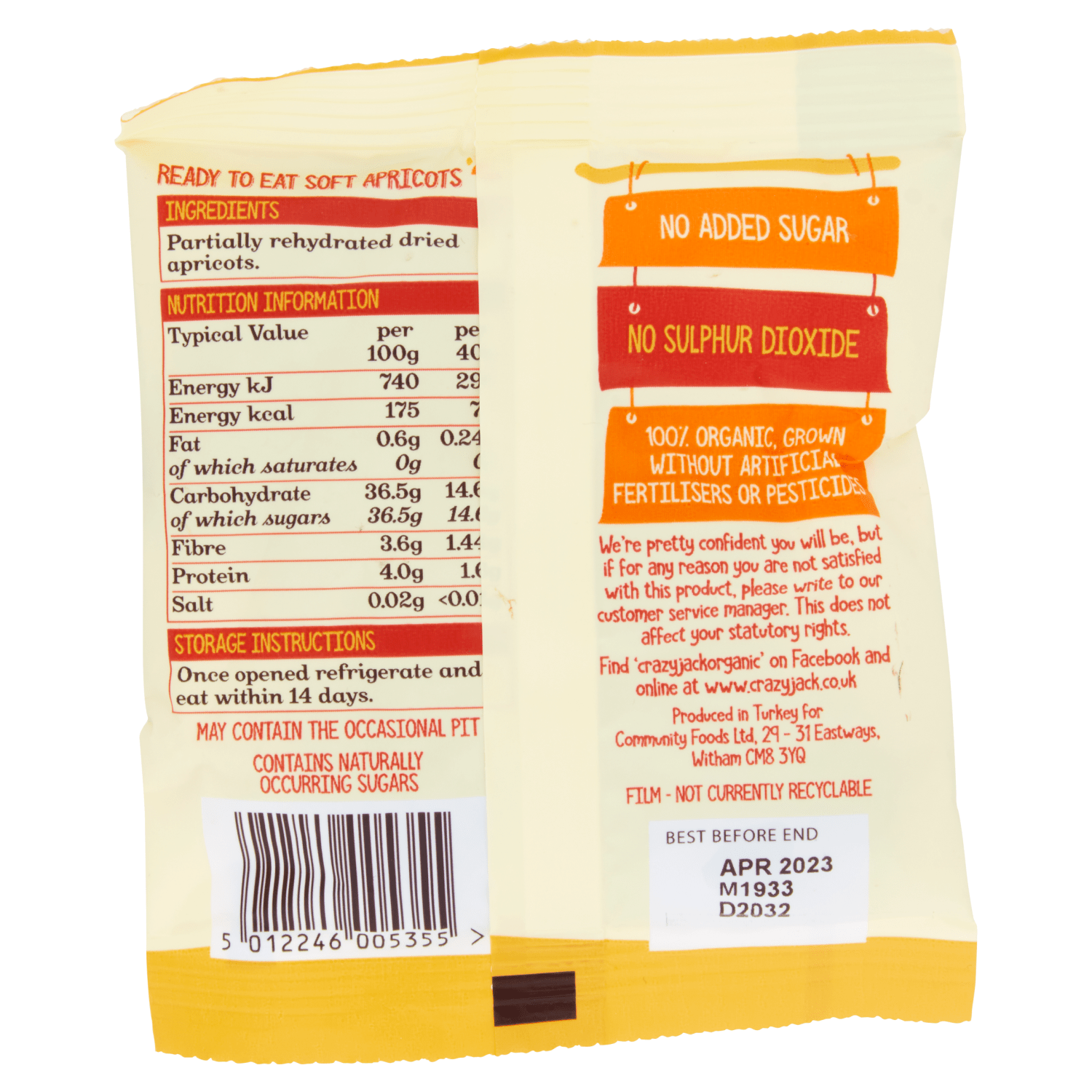Crazy Jack Organic On - The - Go Soft Apricots 40g - UK Food & Drink - 5012246005355