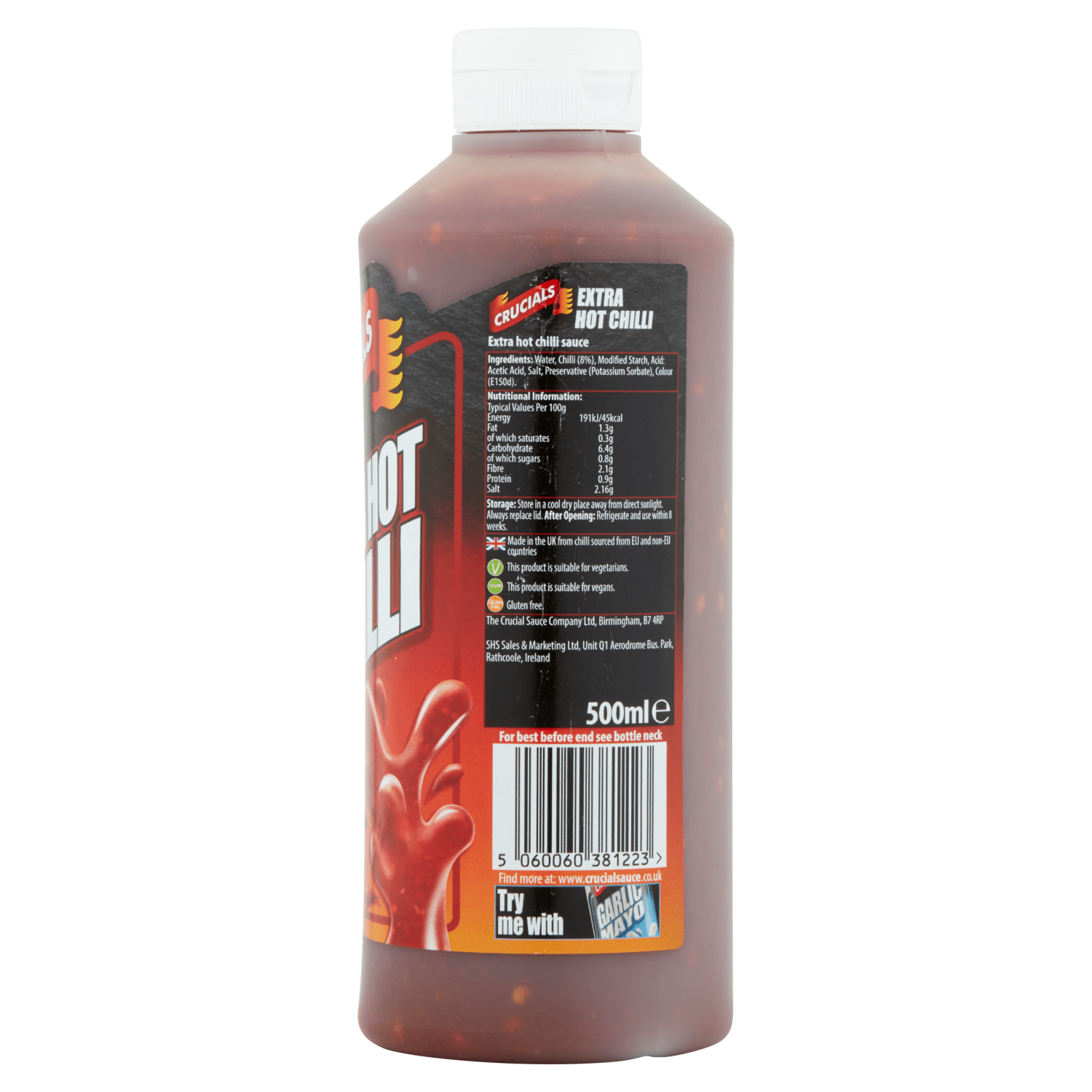 Crucials Extra Hot Chilli 500ml - UK Food & Drink - 5060060381223