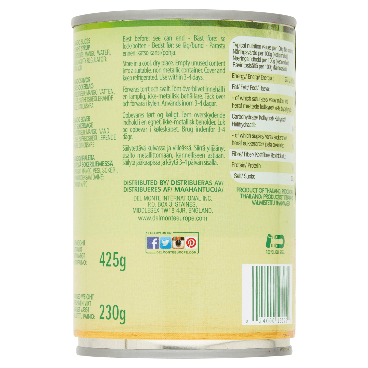 Del Monte Mango Slices in Light Syrup 425g - UK Food & Drink - 24000195252