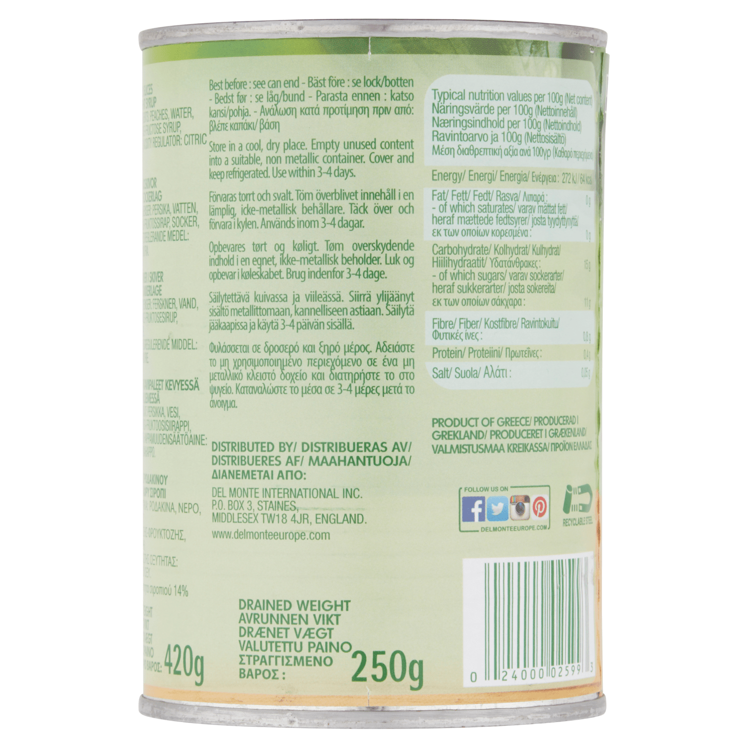 Del Monte Peach Slices in Light Syrup 420g - UK Food & Drink - 24000025993