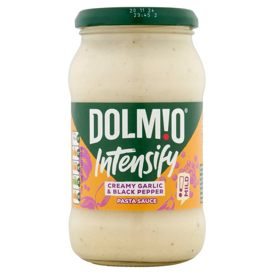 Dolmio Intensify Mild Creamy Garlic & Black Pepper Pasta Sauce 390g - UK Food & Drink - 4002359019357