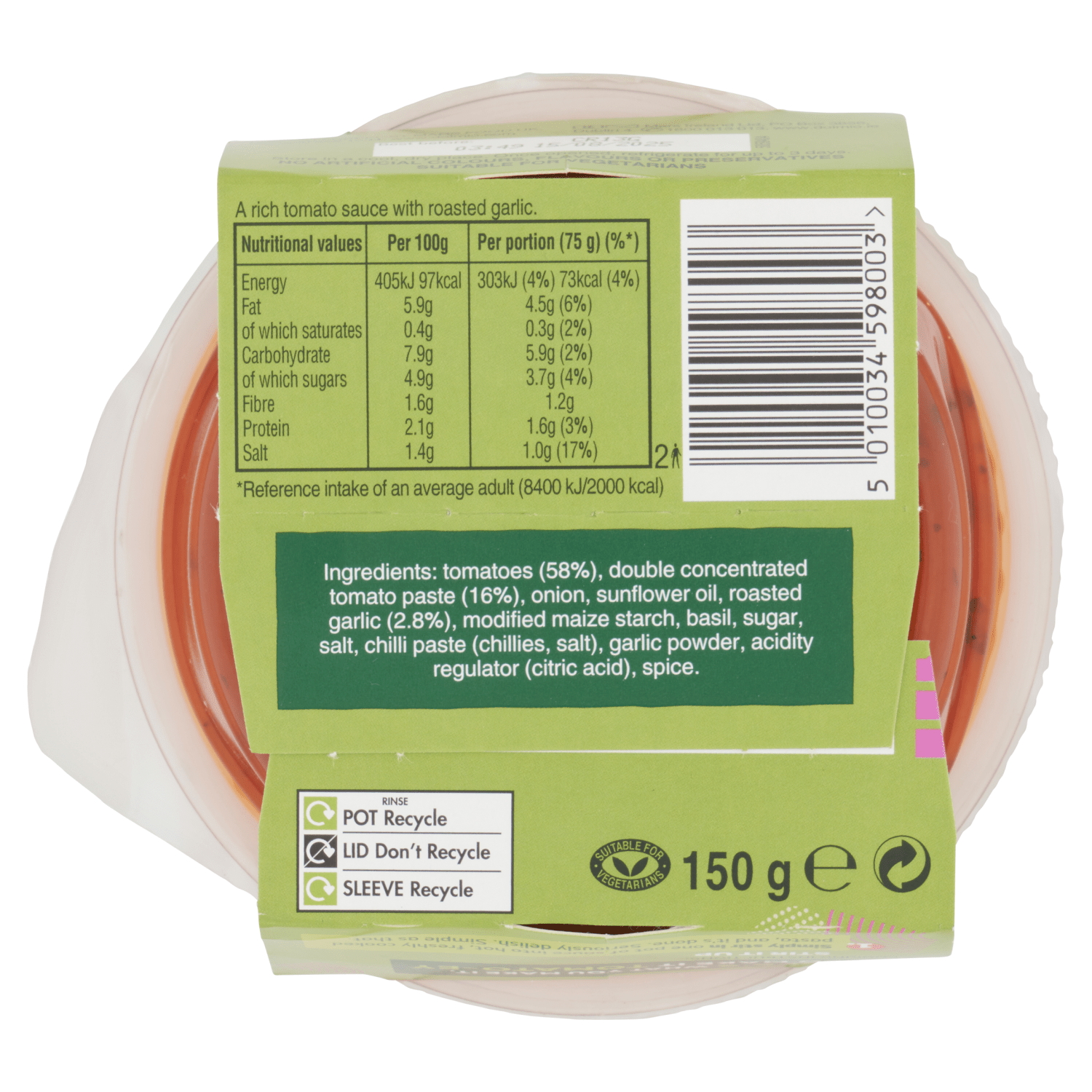 Dolmio Stir In Roasted Garlic and Tomato Pasta Sauce 150g - UK Food & Drink - 5010034598003