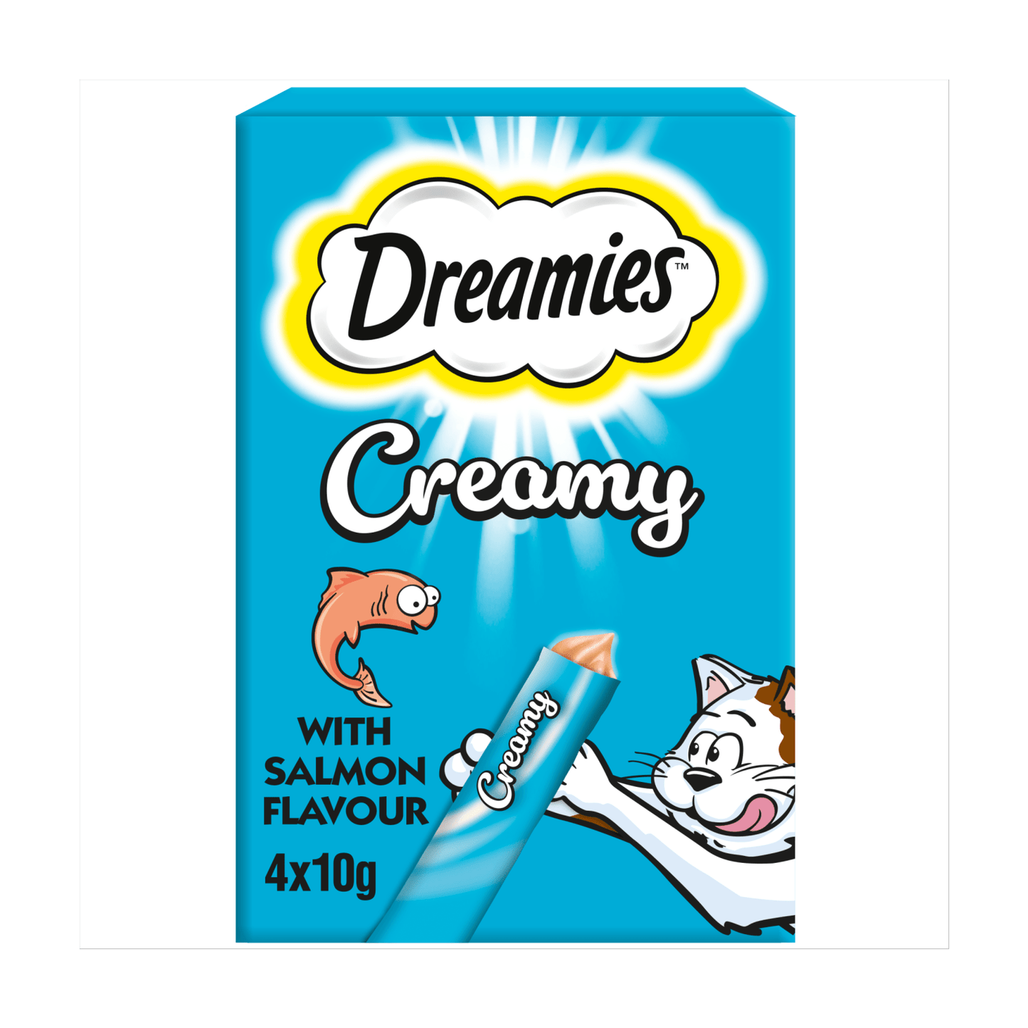 Dreamies Creamy Snack Cat & Kitten Treat with Salmon 4 x 10g - UK Food & Drink - 4008429151248