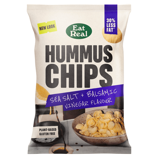 Eat Real Hummus Chips Sea Salt + Balsamic Vinegar Flavour 110g - UK Food & Drink - 5060878780393