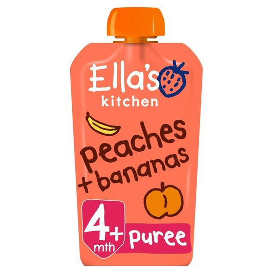 Ella's Kitchen Organic Peaches and Bananas Baby Pouch 4+ Months 120g - UK Food & Drink - 5060107330382