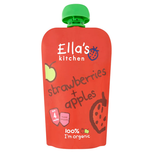 Ella's Kitchen Organic Strawberries and Apples Baby Pouch 4+ Months 120g - UK Food & Drink - 5060107330368