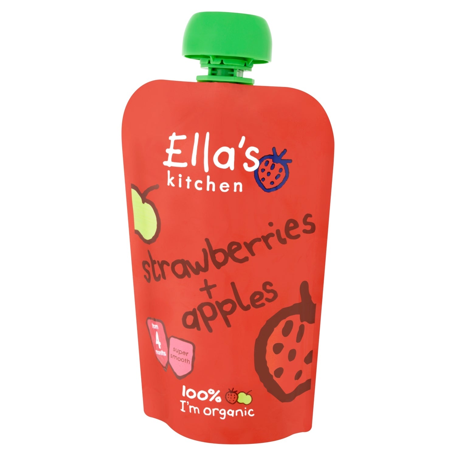 Ella's Kitchen Organic Strawberries and Apples Baby Pouch 4+ Months 120g - UK Food & Drink - 5060107330368